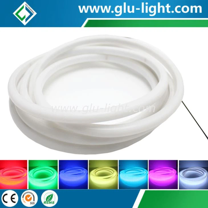 Luz de neón resistente a los rayos UV, 12V/24v RGB, silicona IP67 sin puntos de alto brillo, 120leds/m