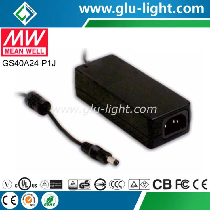 Adaptador industrial Meanwell de 40 W y 24 V CA-CC GS40A24-P1J
